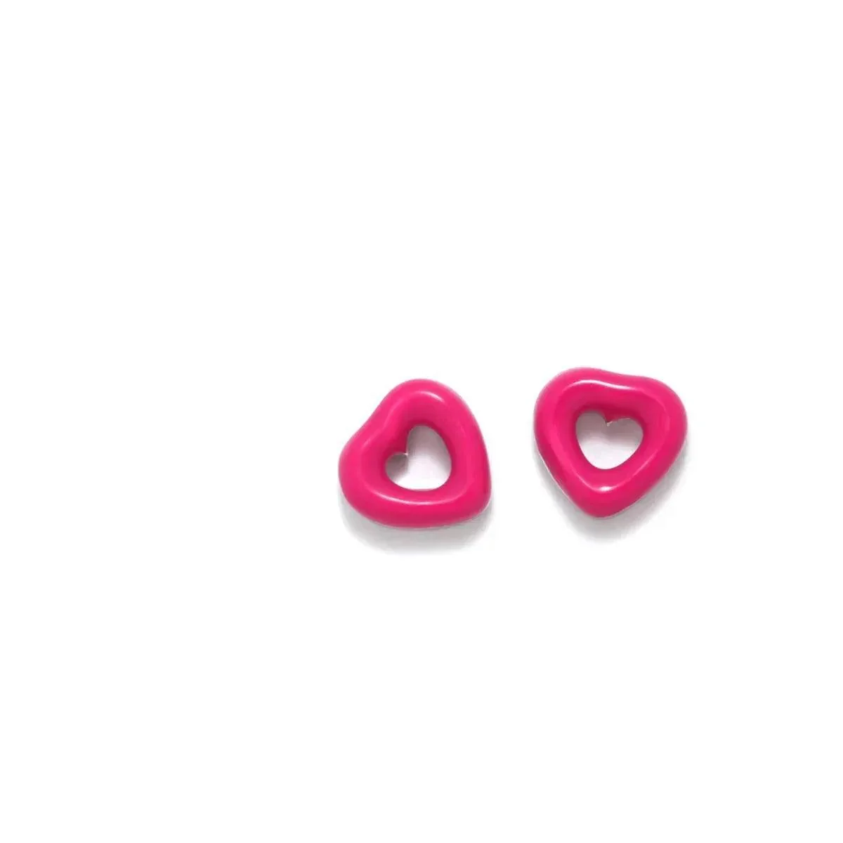 PENDIENTES DONUT CORAZON FUCSIA