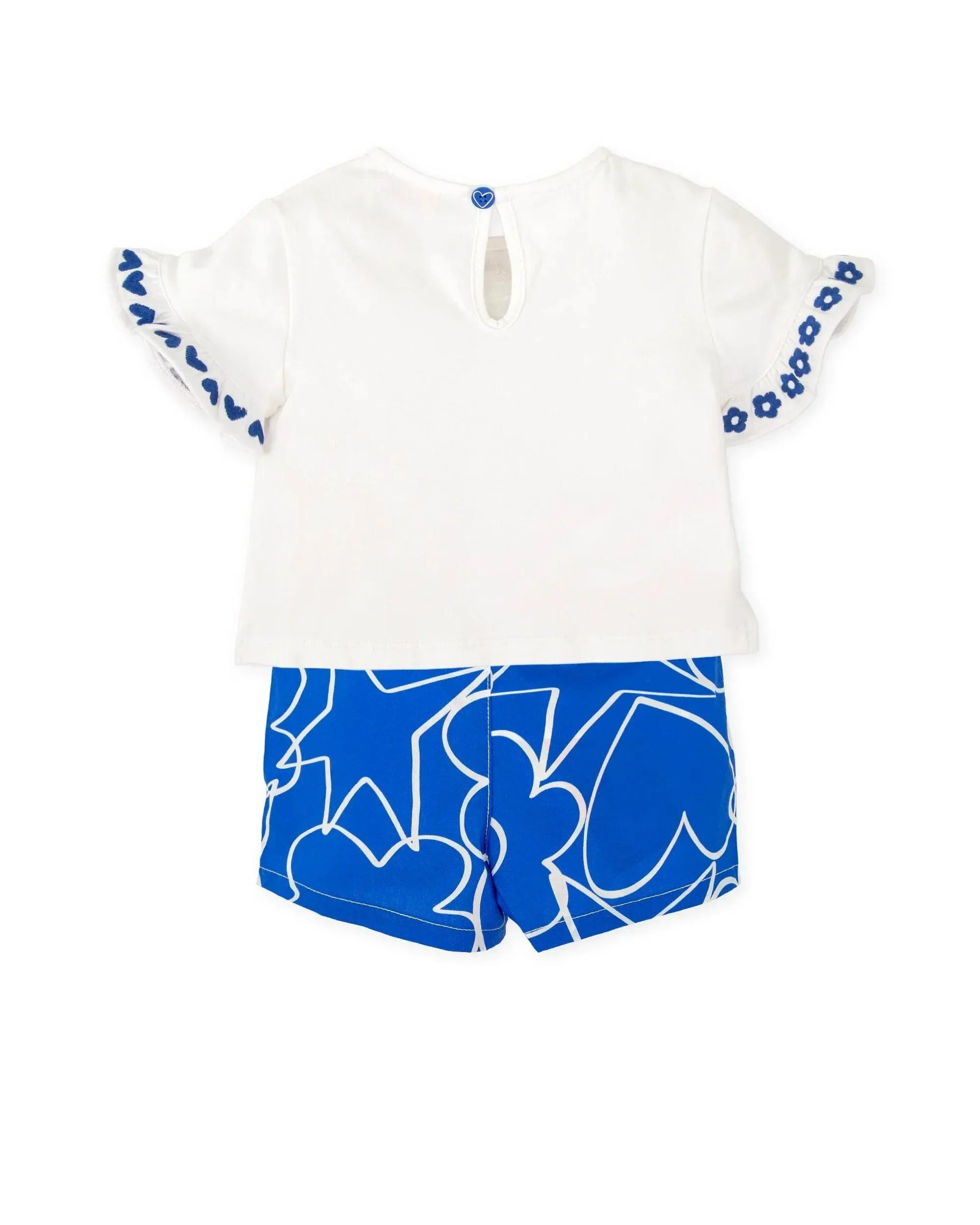 CONJUNTO CAM BLANCA CON CORAZON + SHORTS AZULES - Image 2