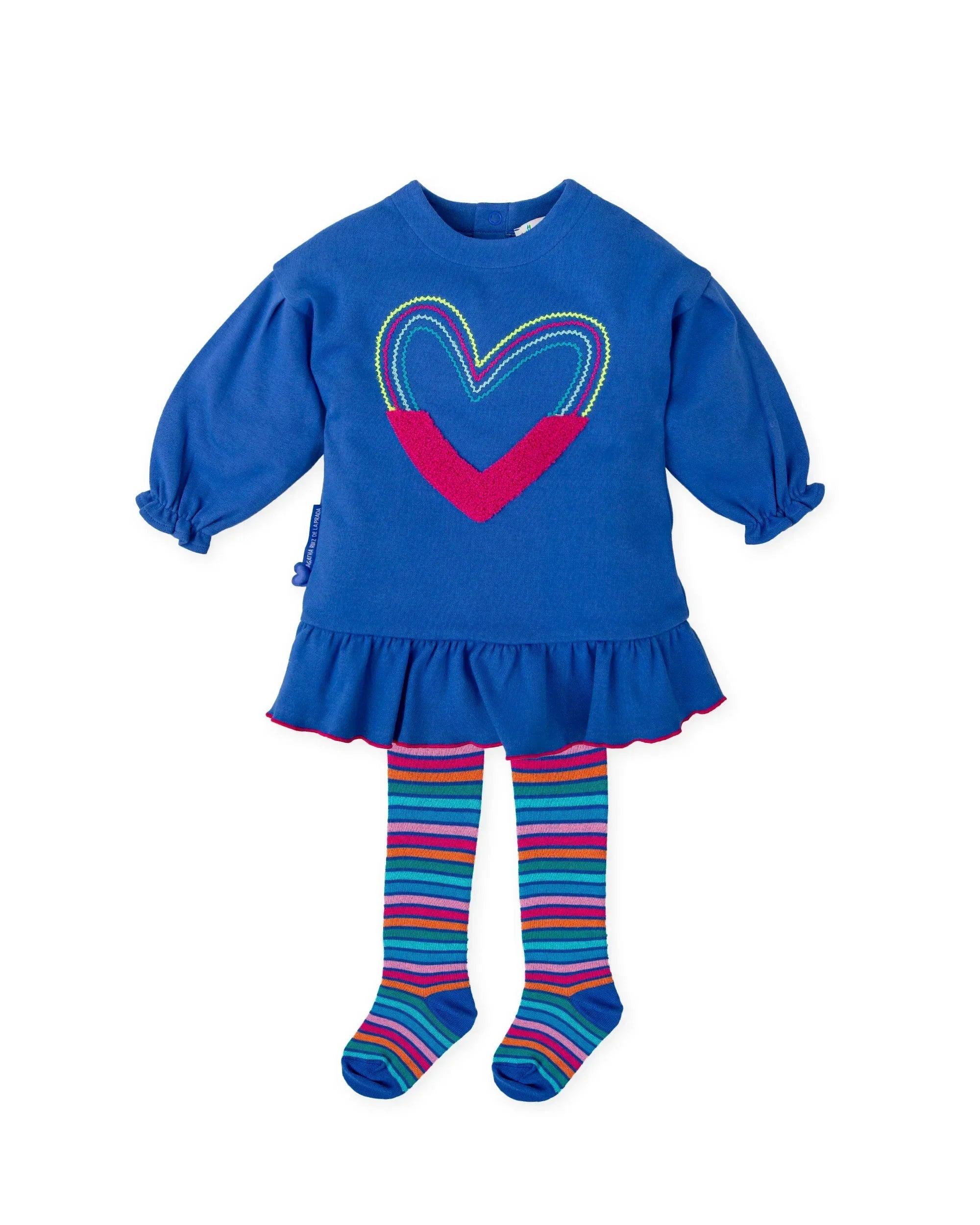 VESTIDO CORAZÓN AZUL ELECTRICO CON LEOTARDOS