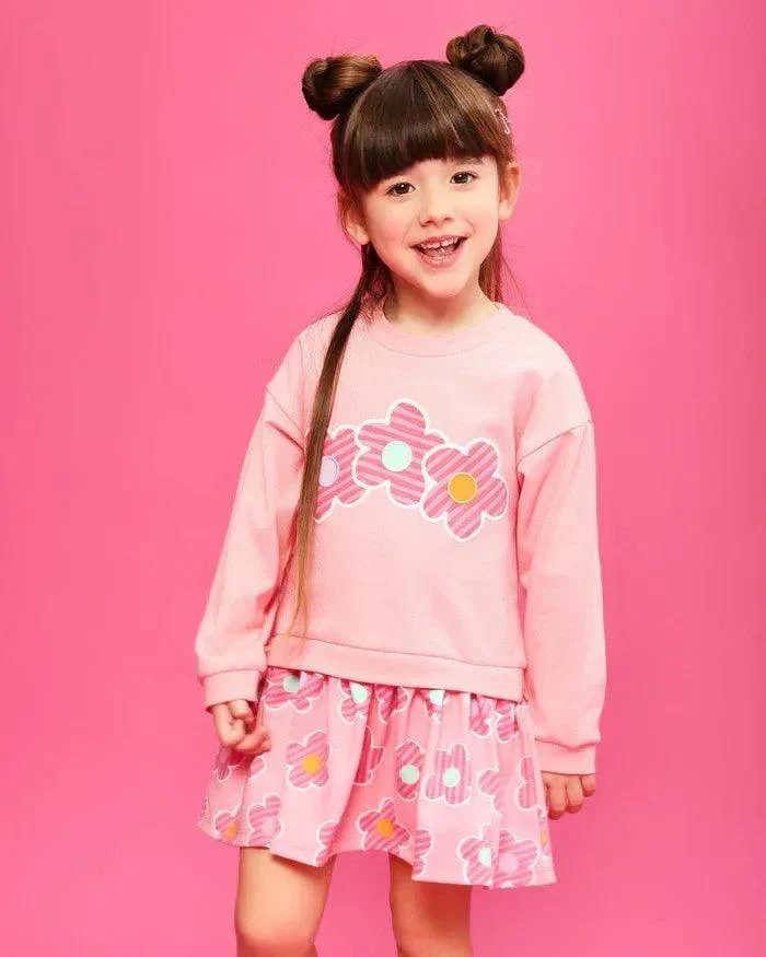 VESTIDO FLORES ROSA CON CALCETINES